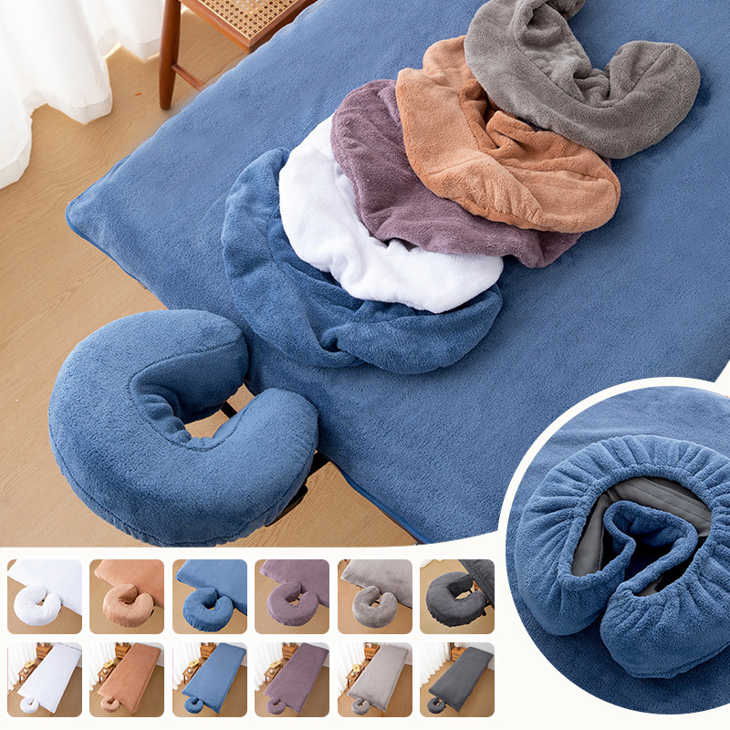 Wellness Spa And Salon - Korallenfleece-Bettlaken und U-förmige Kissenbezüge für Massage-SPA-Salon,